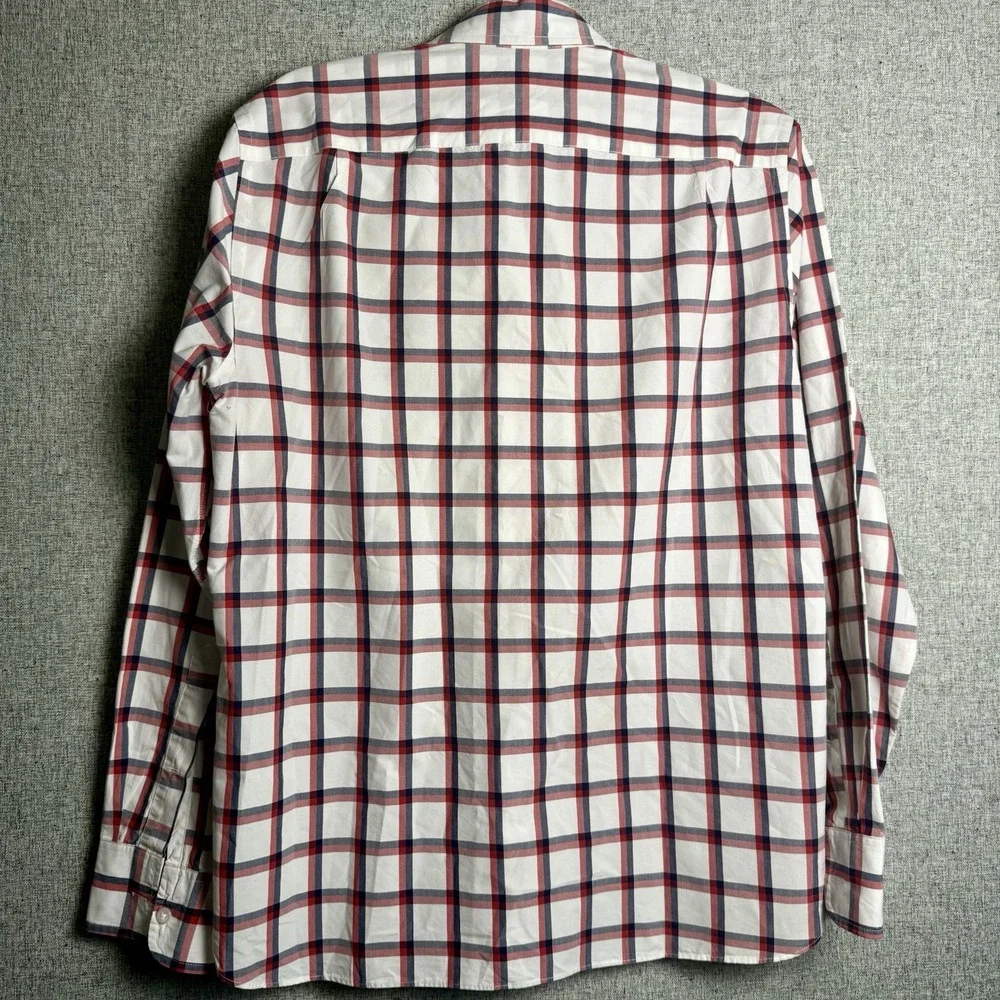 J. Crew Mens Shirt Red White Blue Button Down Long Sleeve Slim Fit‎ Check MEDIUM